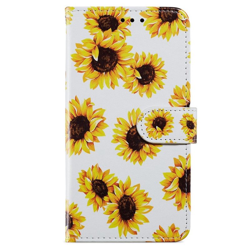 Nahkakotelo Poco X4 Pro 5G Suojaketju Kuori Strap Flowers