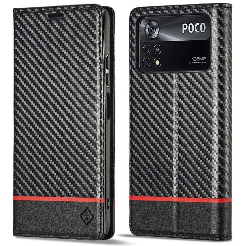 Puhelinkuoret Poco X4 Pro 5G Kotelot Flip Carbon Fiber Lc.imeeke