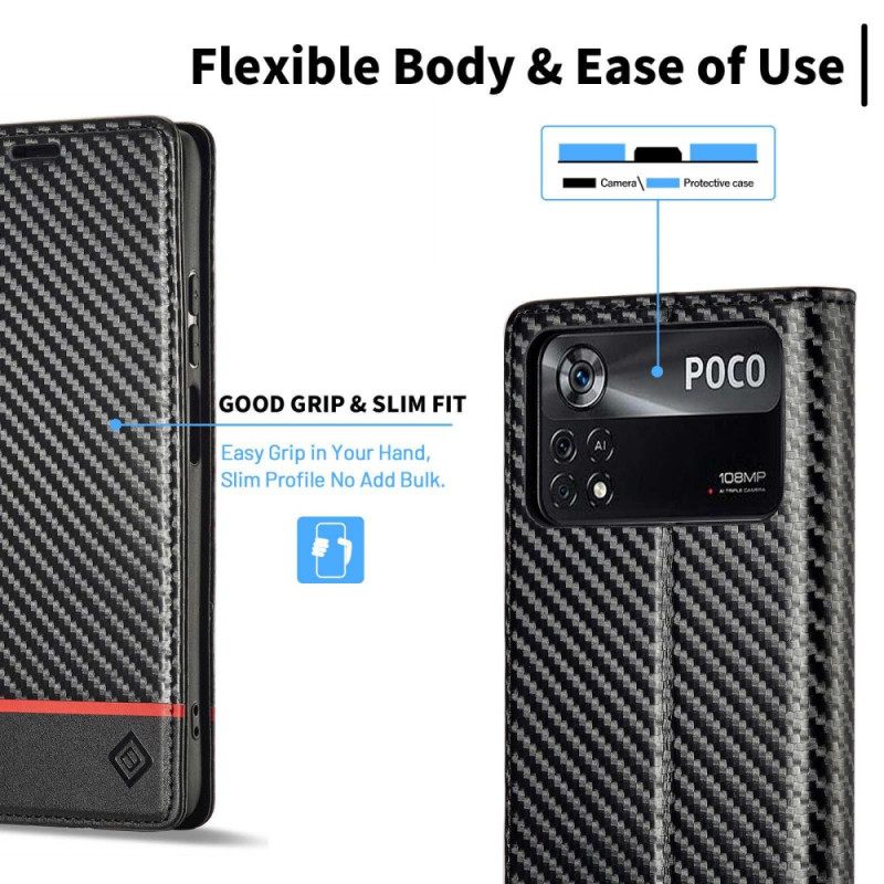 Puhelinkuoret Poco X4 Pro 5G Kotelot Flip Carbon Fiber Lc.imeeke