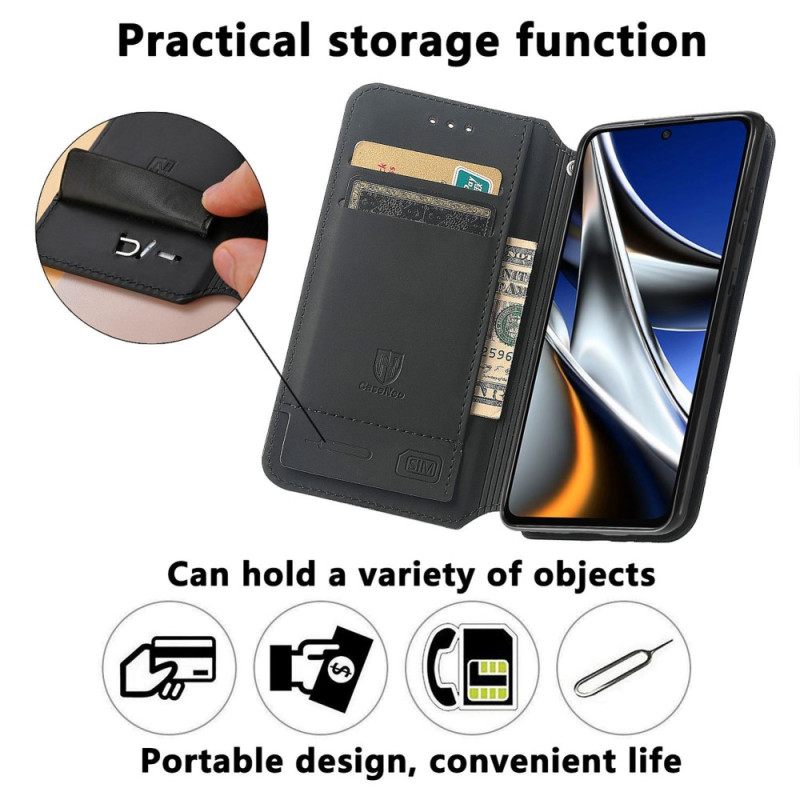 Puhelinkuoret Poco X4 Pro 5G Kotelot Flip Design Rfid Caseneo