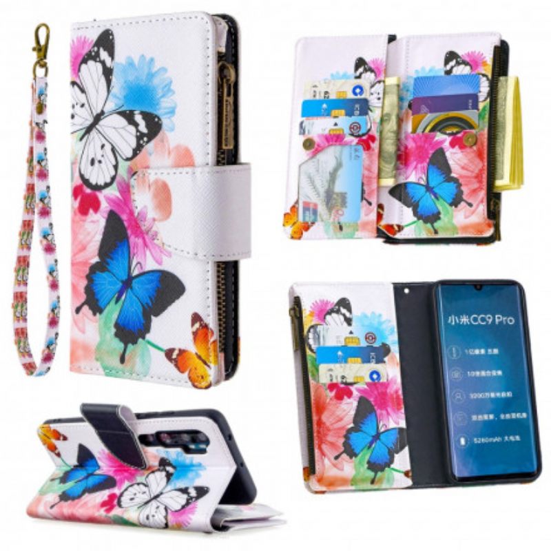 Flip Case Xiaomi Mi Note 10 / 10 Pro Butterflies Vetoketjullinen Tasku