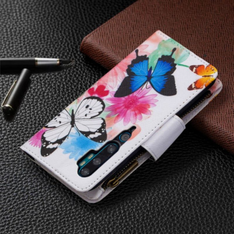 Flip Case Xiaomi Mi Note 10 / 10 Pro Butterflies Vetoketjullinen Tasku