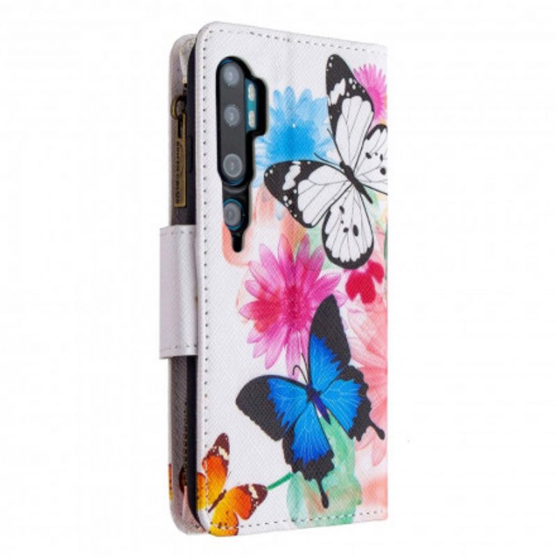 Flip Case Xiaomi Mi Note 10 / 10 Pro Butterflies Vetoketjullinen Tasku