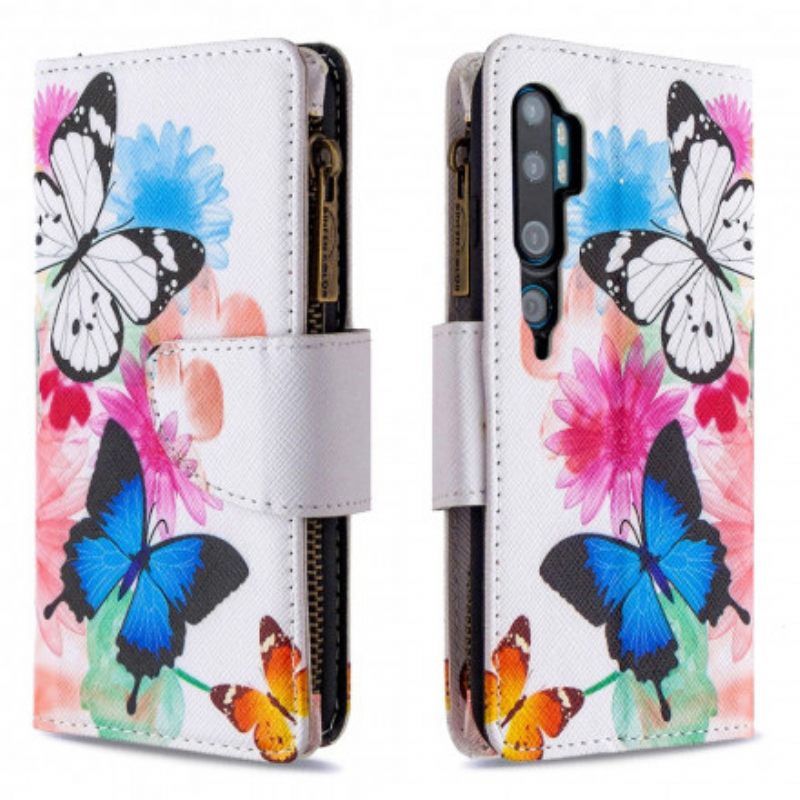 Flip Case Xiaomi Mi Note 10 / 10 Pro Butterflies Vetoketjullinen Tasku