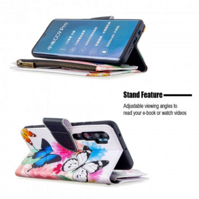 Flip Case Xiaomi Mi Note 10 / 10 Pro Butterflies Vetoketjullinen Tasku