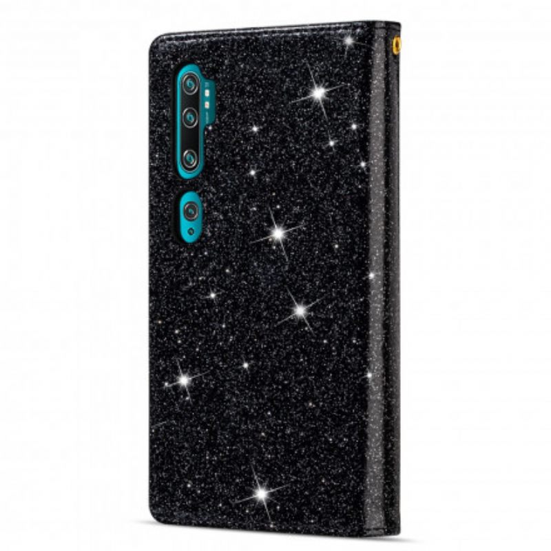 Nahkakotelo Xiaomi Mi Note 10 / 10 Pro Lompakkokuori Sequins Vetoketjullinen Lompakko