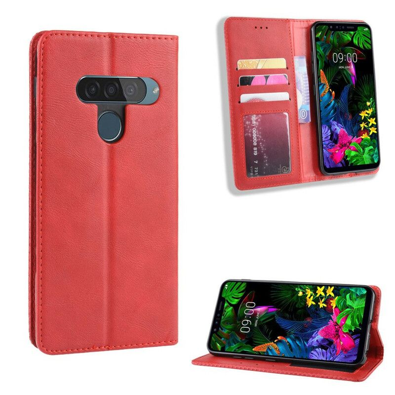 Puhelinkuoret LG G8S ThinQ Kotelot Flip Tyylitelty Vintage-nahkaefekti