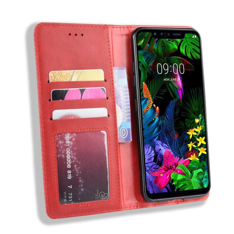 Puhelinkuoret LG G8S ThinQ Kotelot Flip Tyylitelty Vintage-nahkaefekti