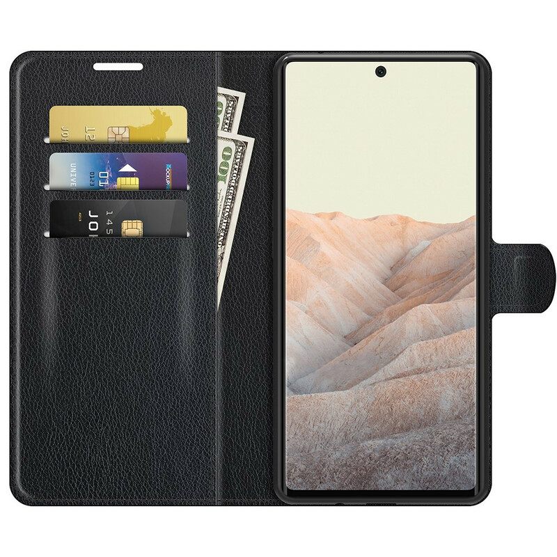 Flip Case Google Pixel 6 Classic Litchi Faux Leather