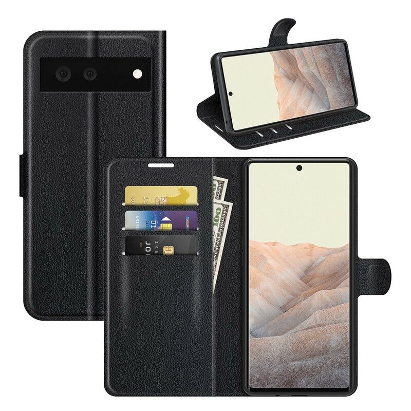 Flip Case Google Pixel 6 Classic Litchi Faux Leather