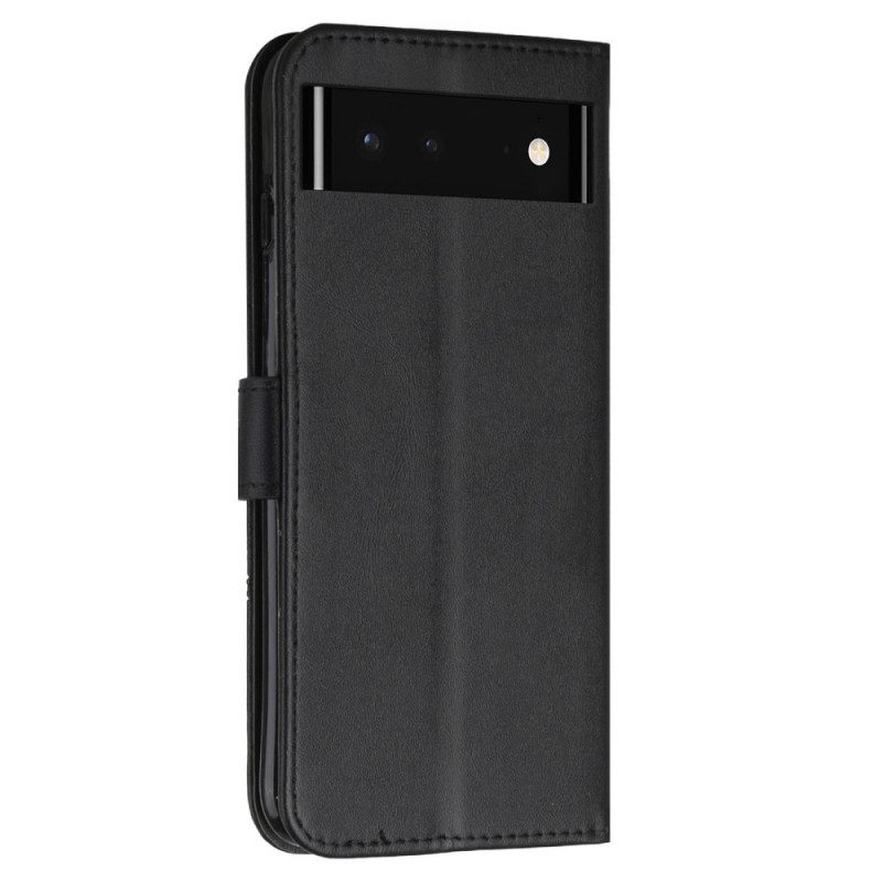 Flip Case Google Pixel 6 Suojaketju Kuori Leather Effect Geo Strappy