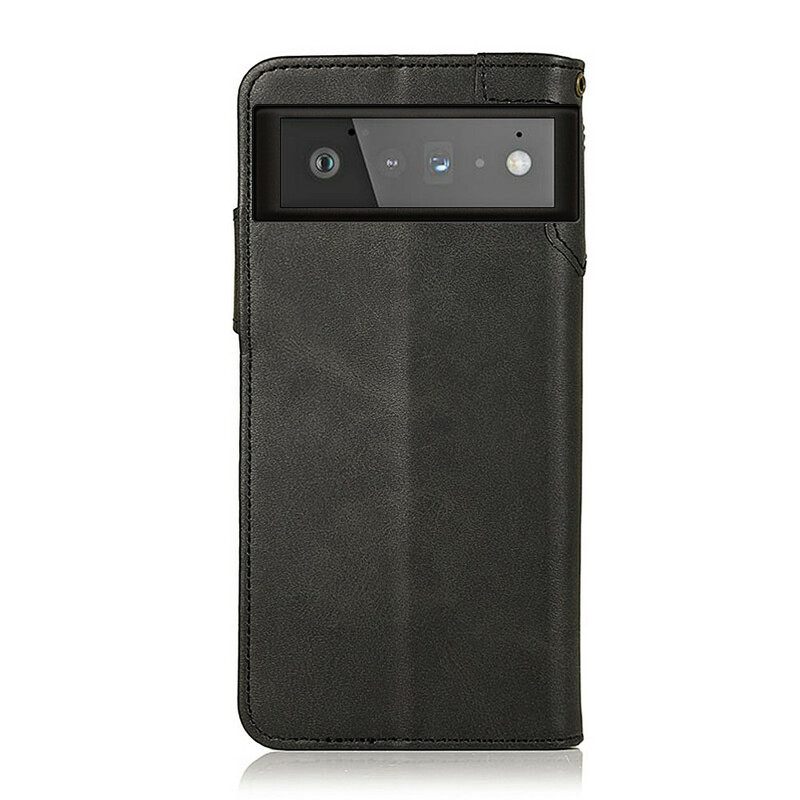 Kotelot Google Pixel 6 Faux Leather Button Khazneh