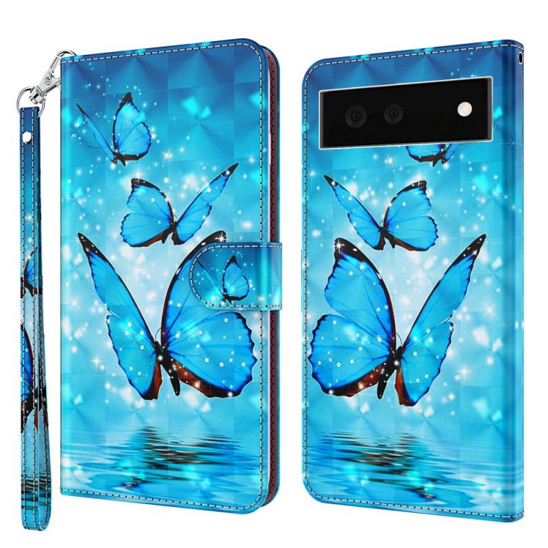 Kotelot Google Pixel 6 Flying Blue Butterflies