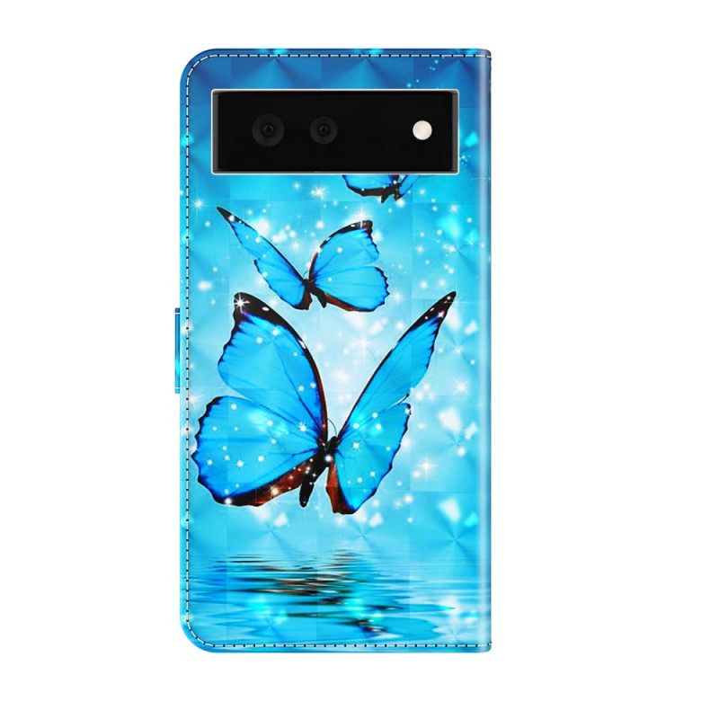 Kotelot Google Pixel 6 Flying Blue Butterflies