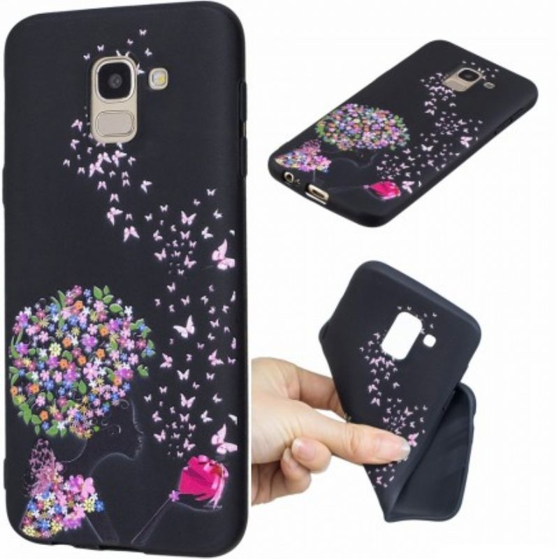 Case Samsung Galaxy J6 Nainen Kukkapäällä