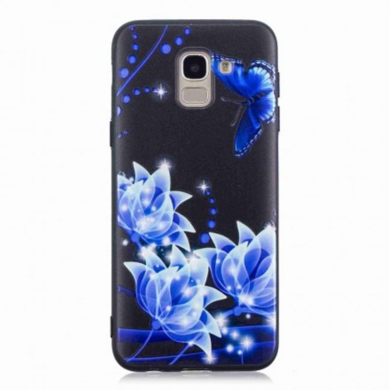 Kuori Samsung Galaxy J6 Butterfly Ja Blue Flowers