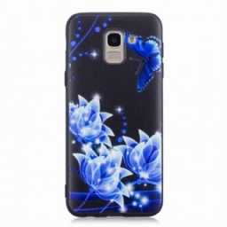 Kuori Samsung Galaxy J6 Butterfly Ja Blue Flowers