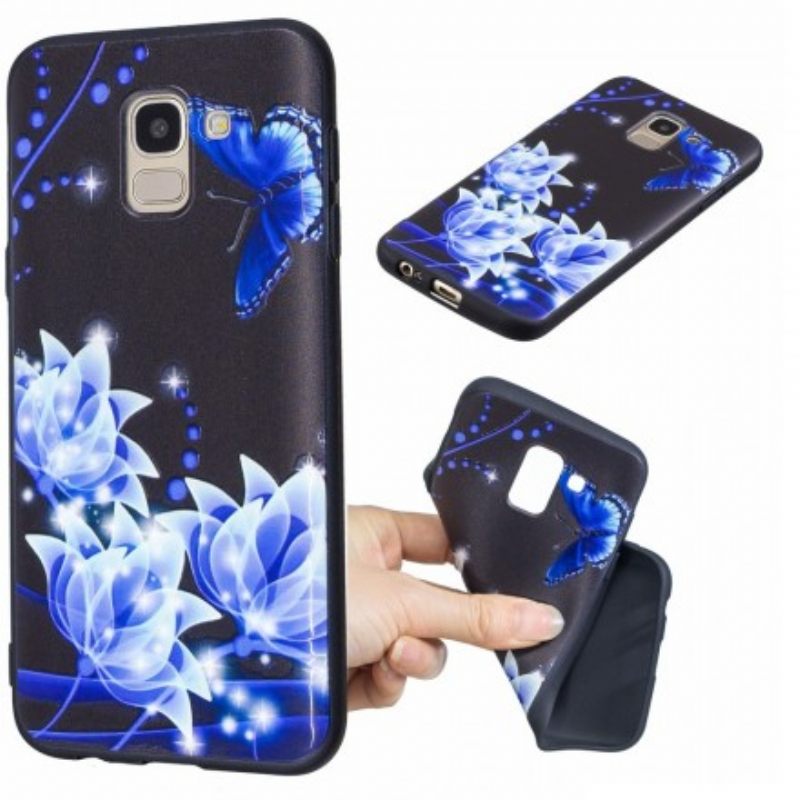 Kuori Samsung Galaxy J6 Butterfly Ja Blue Flowers