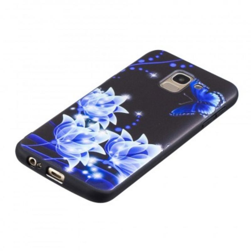 Kuori Samsung Galaxy J6 Butterfly Ja Blue Flowers