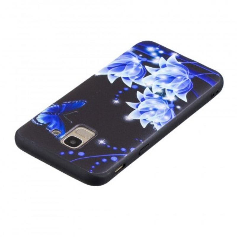 Kuori Samsung Galaxy J6 Butterfly Ja Blue Flowers