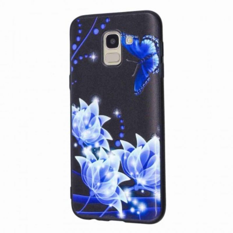 Kuori Samsung Galaxy J6 Butterfly Ja Blue Flowers