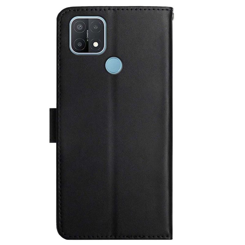 Flip Case Oppo A15 Aito Nappan Nahka