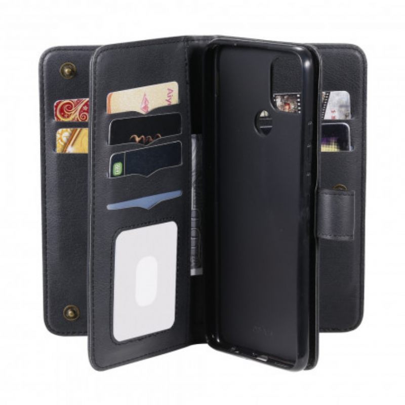 Flip Case Oppo A15 Monitoiminen 10 Kortin Pidike