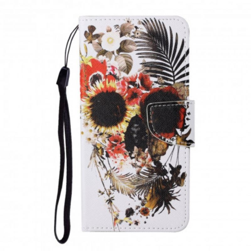 Kotelot Oppo A15 Floral Skull Kaulanauhalla