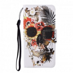 Kotelot Oppo A15 Floral Skull Kaulanauhalla