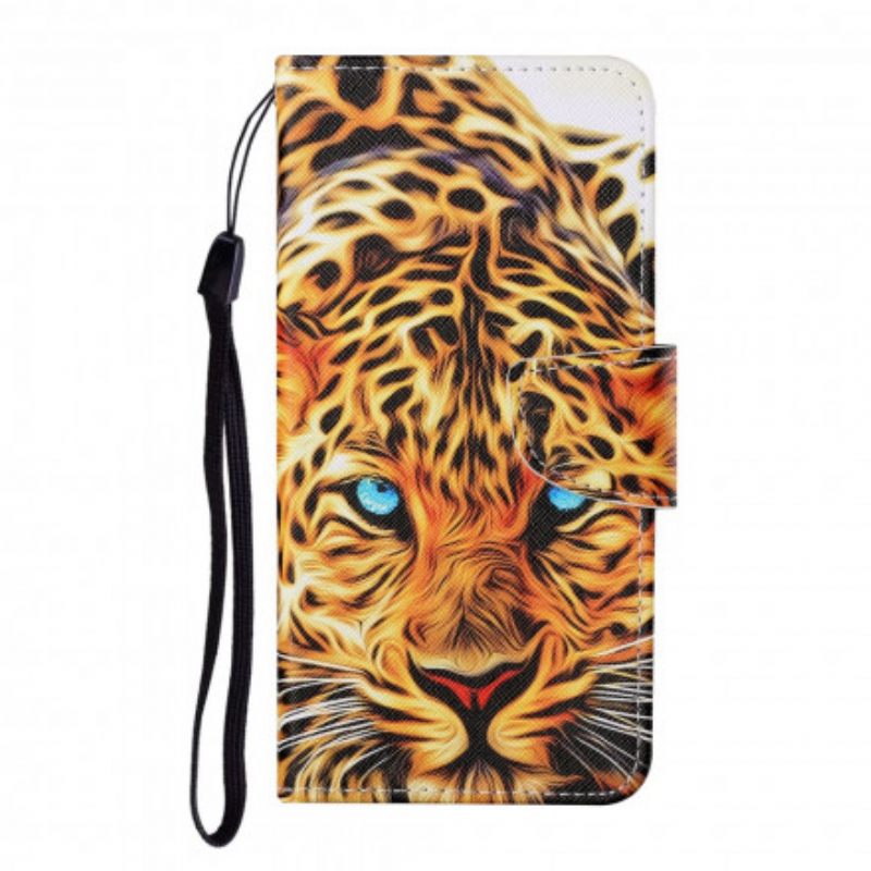 Nahkakotelo Oppo A15 Tiger Kaulanauhalla