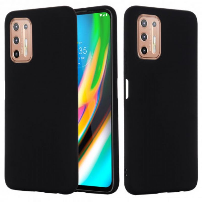 Case Moto G9 Plus Design Nestemäinen Silikoni Kaulanauhalla