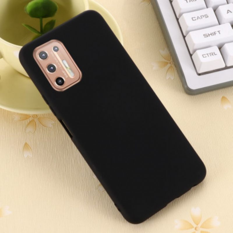 Case Moto G9 Plus Design Nestemäinen Silikoni Kaulanauhalla