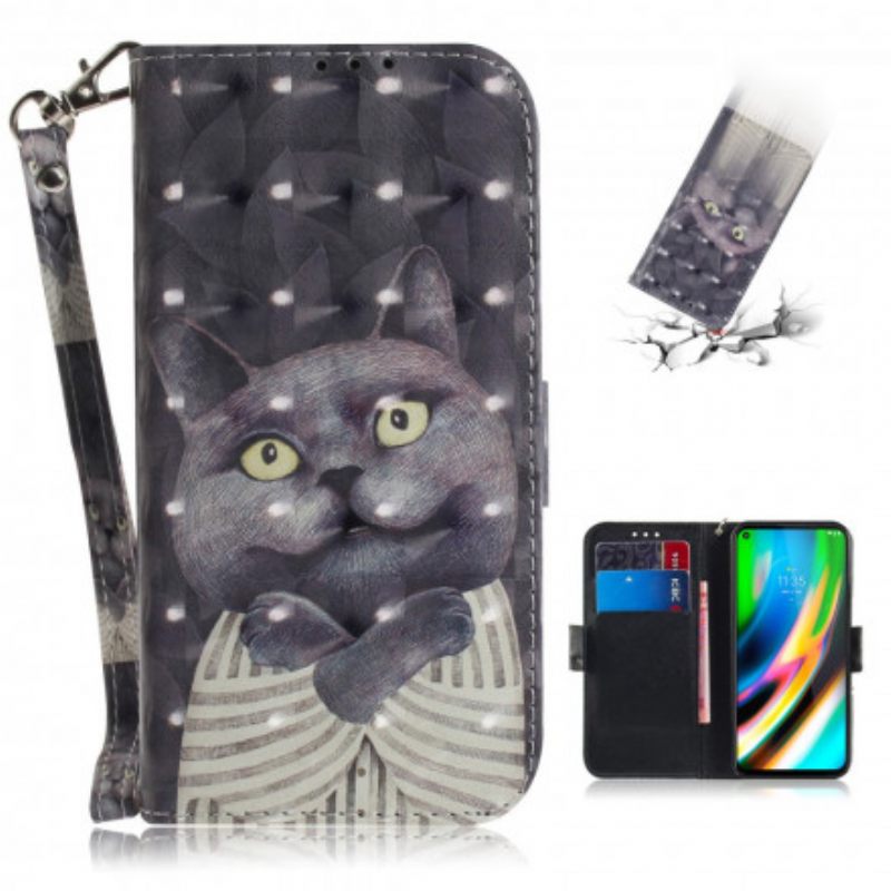 Kotelot Moto G9 Plus Suojaketju Kuori Grey Thong Cat