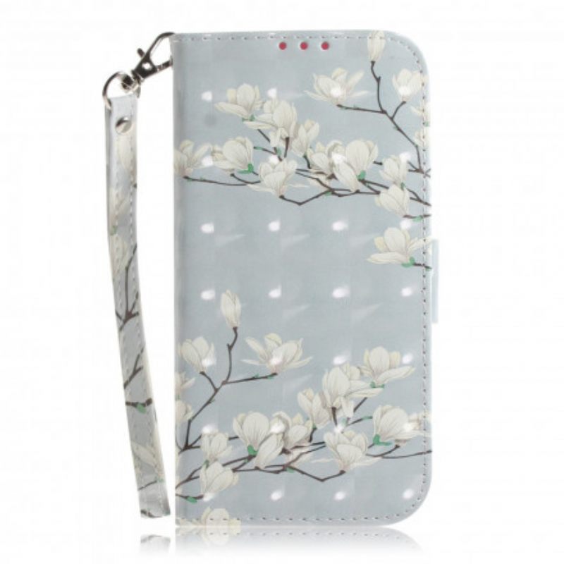 Kotelot Moto G9 Plus Suojaketju Kuori Strap Flower Branch