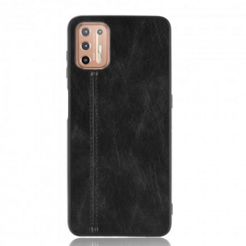 Kuori Moto G9 Plus Couture Nahkaefekti