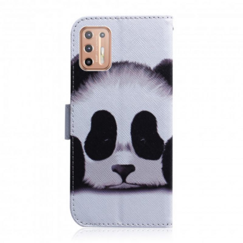 Nahkakotelo Moto G9 Plus Panda Kasvot