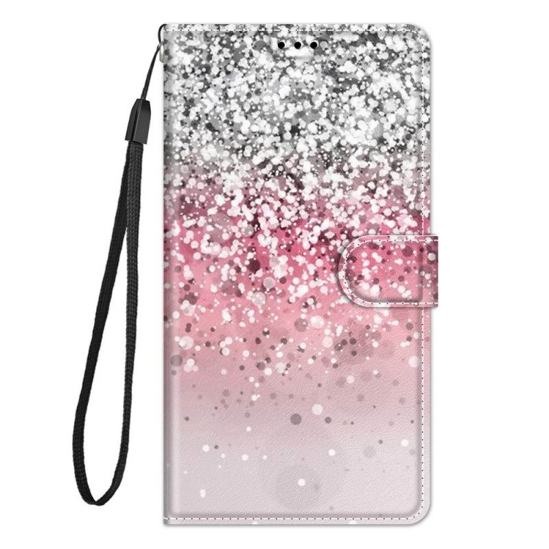 Flip Case Samsung Galaxy M23 5G Paljetteja Hihnalla