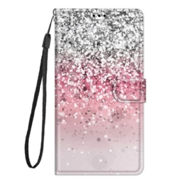 Flip Case Samsung Galaxy M23 5G Paljetteja Hihnalla