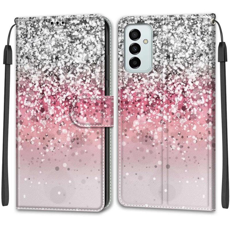 Flip Case Samsung Galaxy M23 5G Paljetteja Hihnalla