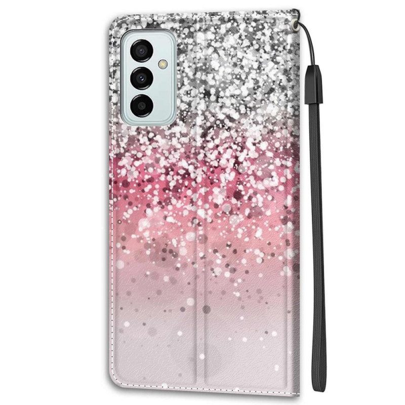 Flip Case Samsung Galaxy M23 5G Paljetteja Hihnalla