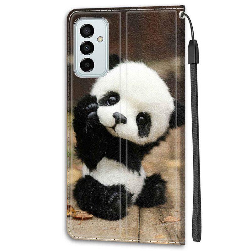 Flip Case Samsung Galaxy M23 5G Suojaketju Kuori Pikku Panda Kaulanauhalla