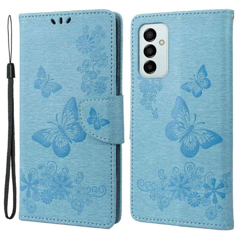 Flip Case Samsung Galaxy M23 5G Suojaketju Kuori Thong Butterflies