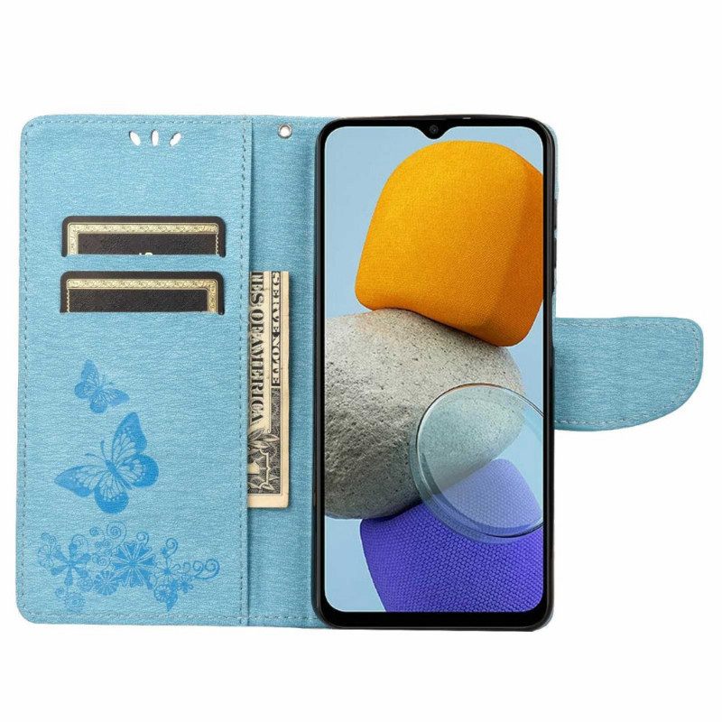 Flip Case Samsung Galaxy M23 5G Suojaketju Kuori Thong Butterflies