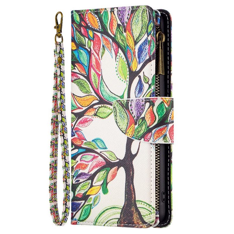 Flip Case Samsung Galaxy M23 5G Tree Kukkaro Ja Lanyard