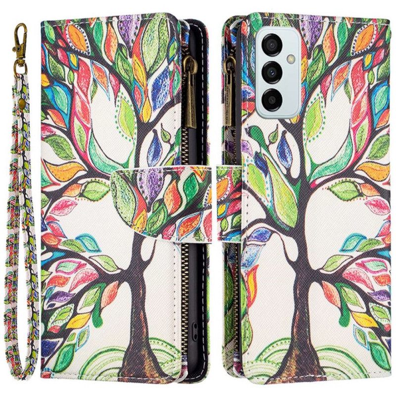 Flip Case Samsung Galaxy M23 5G Tree Kukkaro Ja Lanyard