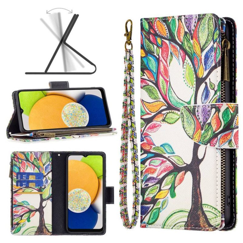 Flip Case Samsung Galaxy M23 5G Tree Kukkaro Ja Lanyard