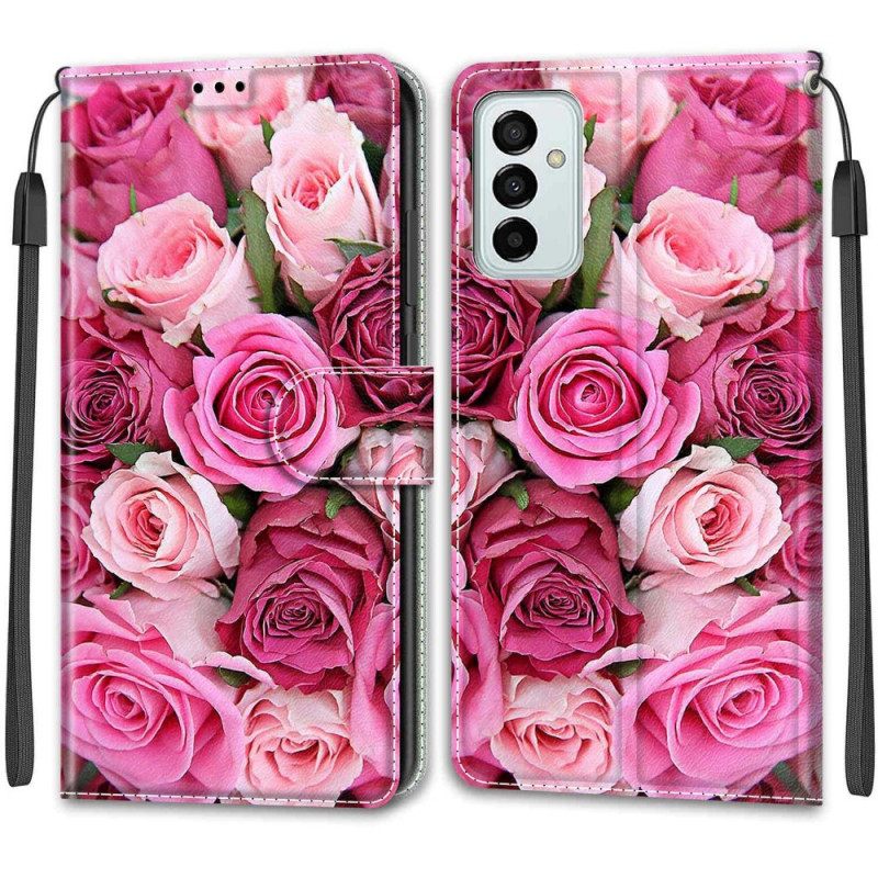 Kotelot Samsung Galaxy M23 5G Roses Kaulanauhalla