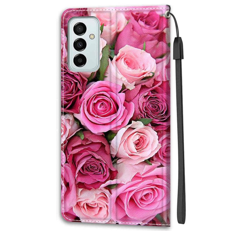 Kotelot Samsung Galaxy M23 5G Roses Kaulanauhalla