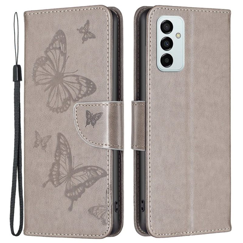 Kotelot Samsung Galaxy M23 5G Suojaketju Kuori Butterflies Painettu Hihna