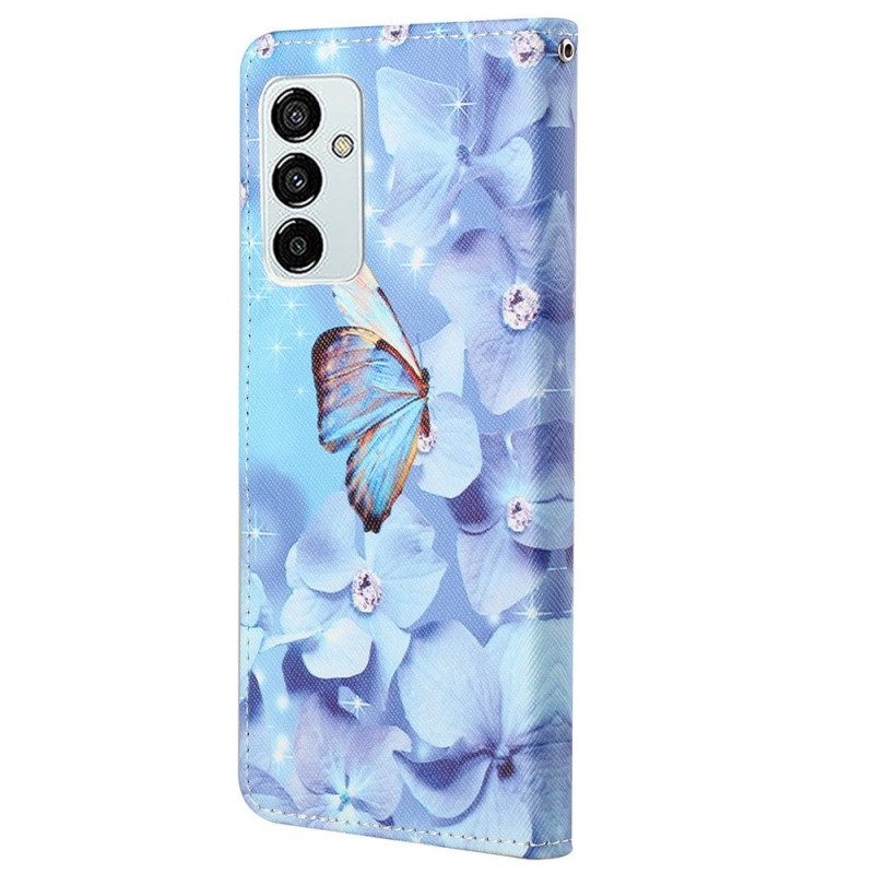 Kotelot Samsung Galaxy M23 5G Suojaketju Kuori Diamond Butterflies Hihnalla